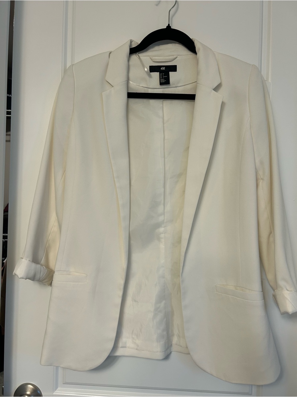 H&M Women's Ivory Open-Front Blazer